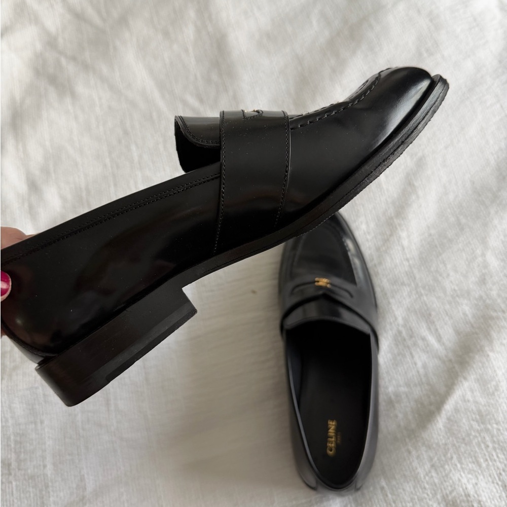 CELINE MALAQUAIS TRIOMPHE LOAFER IN POLISHED BULLSKIN black size 37 next to new - Picture 2 of 7